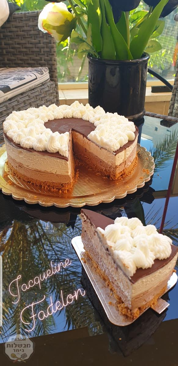 עוגת מוס גבינה עם שוקולד 🍫וחמאת בוטנים🥜ללא ג'לטין  
