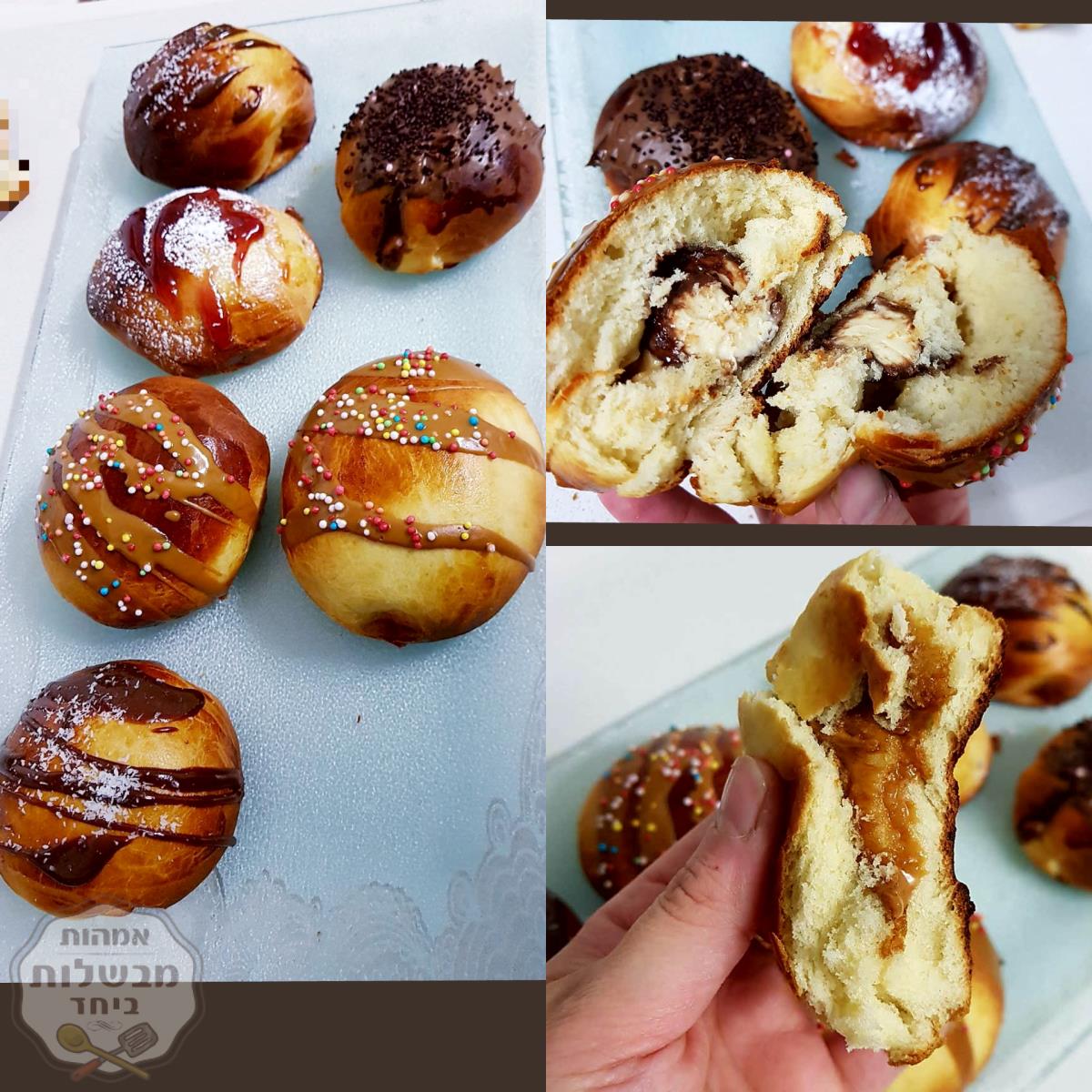 סופגניות אינסטנט פודינג וניל אפויות ממולאות במגוון מילויים משגעיםם