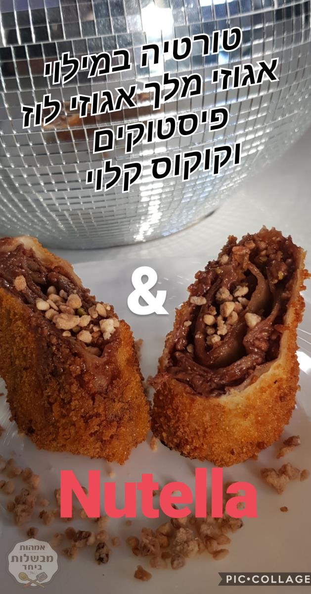 טורטיה במילוי נוטלה אגוזי מלך שבבי אגוזי לוז בסוכרים וקוקוס קלוי