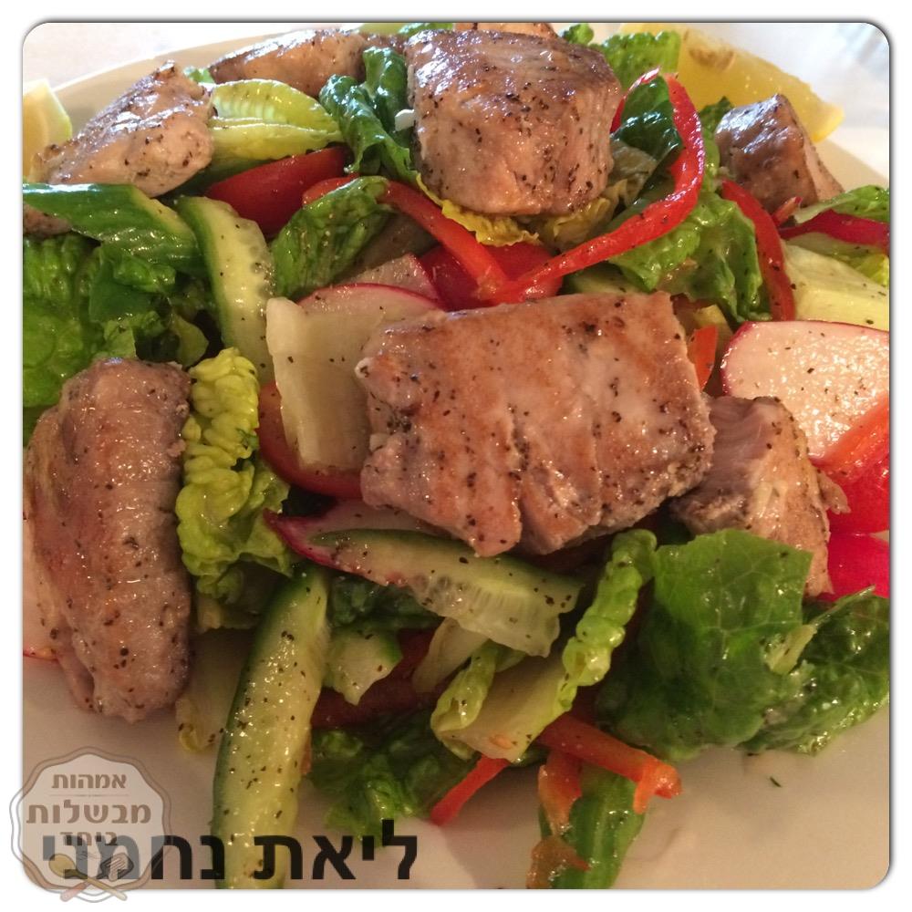 טונה אדומה טריה עם סלט ירקות