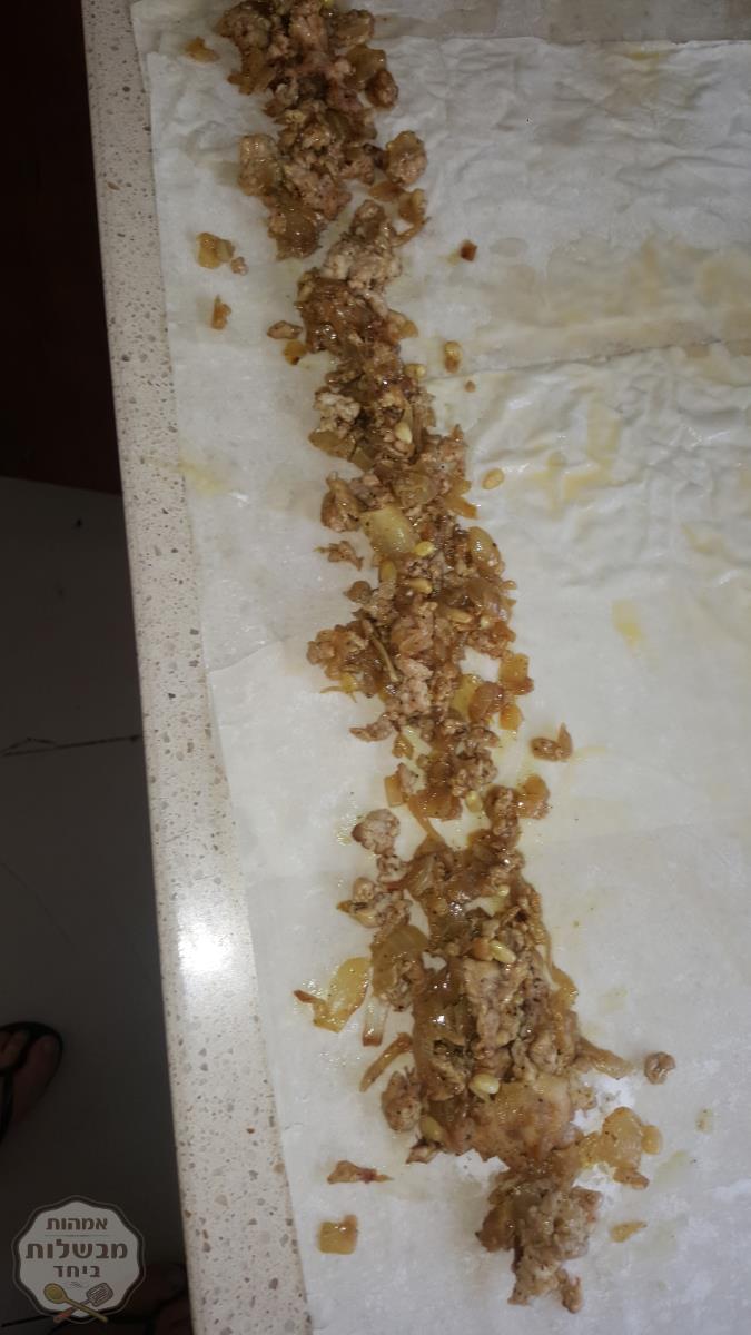 פילו שבלול ממולא בבשר טחון וצנוברים 